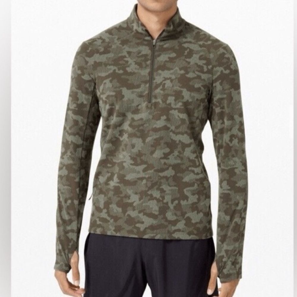Lululemon Men’s Surge Warm Camo Camouflage 1/2 Zip Pullover Top L